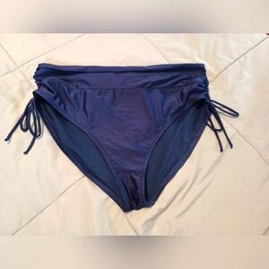 *2/$20* Time And Tru Dark Blue Ruched High-waisted Bikini Bottom Women's 1X